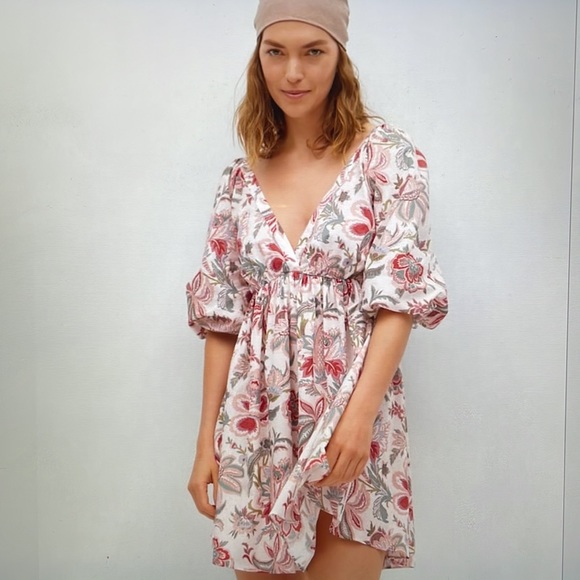 MANGO X CHUFY Dress Size L 8 Floral Cotton Boho Dress - Picture 8 of 10